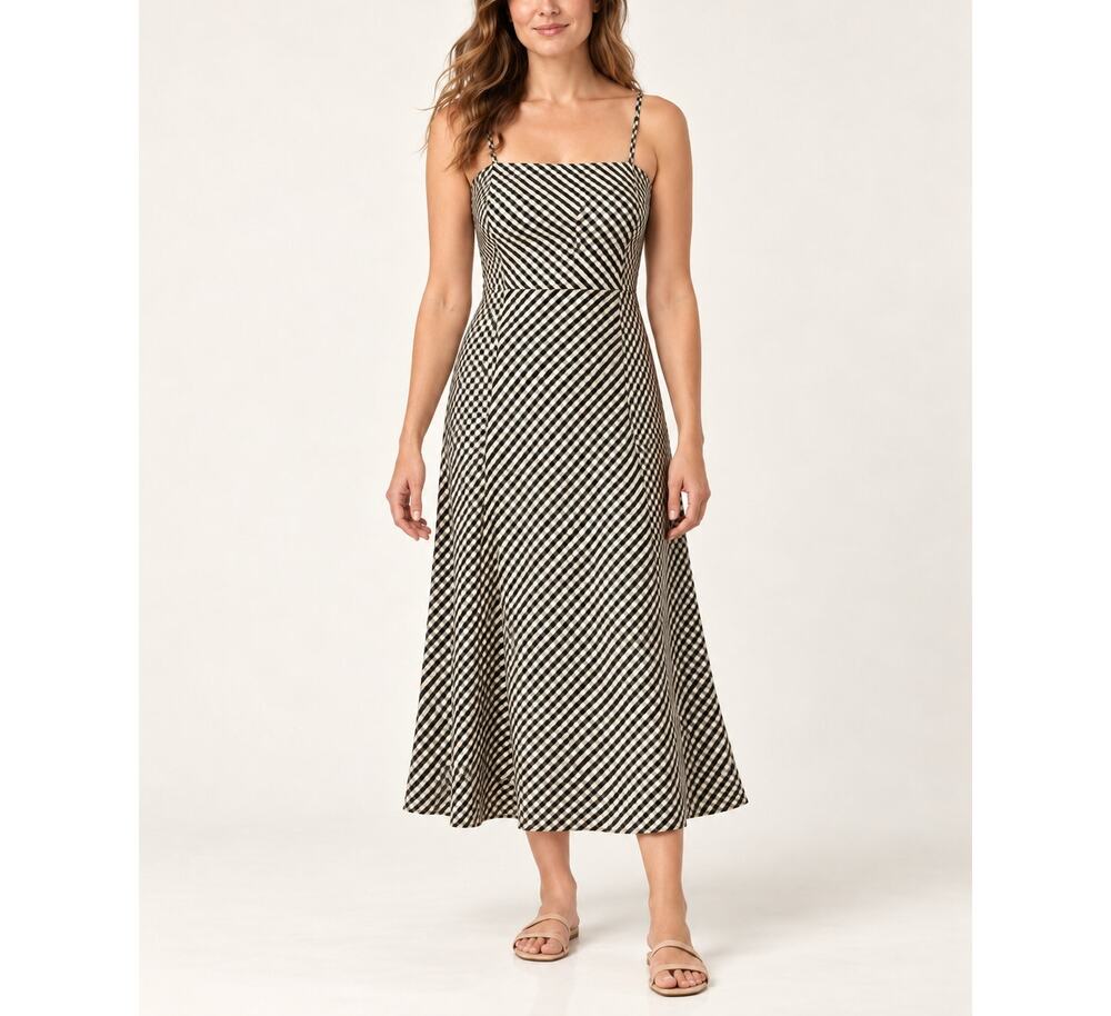 Vintage Y2K Laundry by Shelli Segal Silk Gingham Midi Dress Sz 10 (Fits like 6)